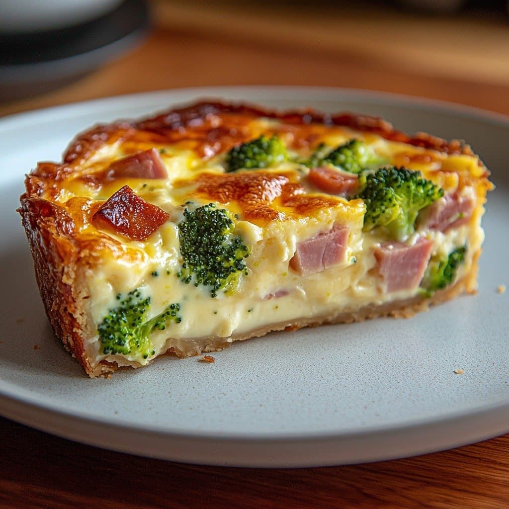 Crustless Broccoli, Ham and Comté Quiche