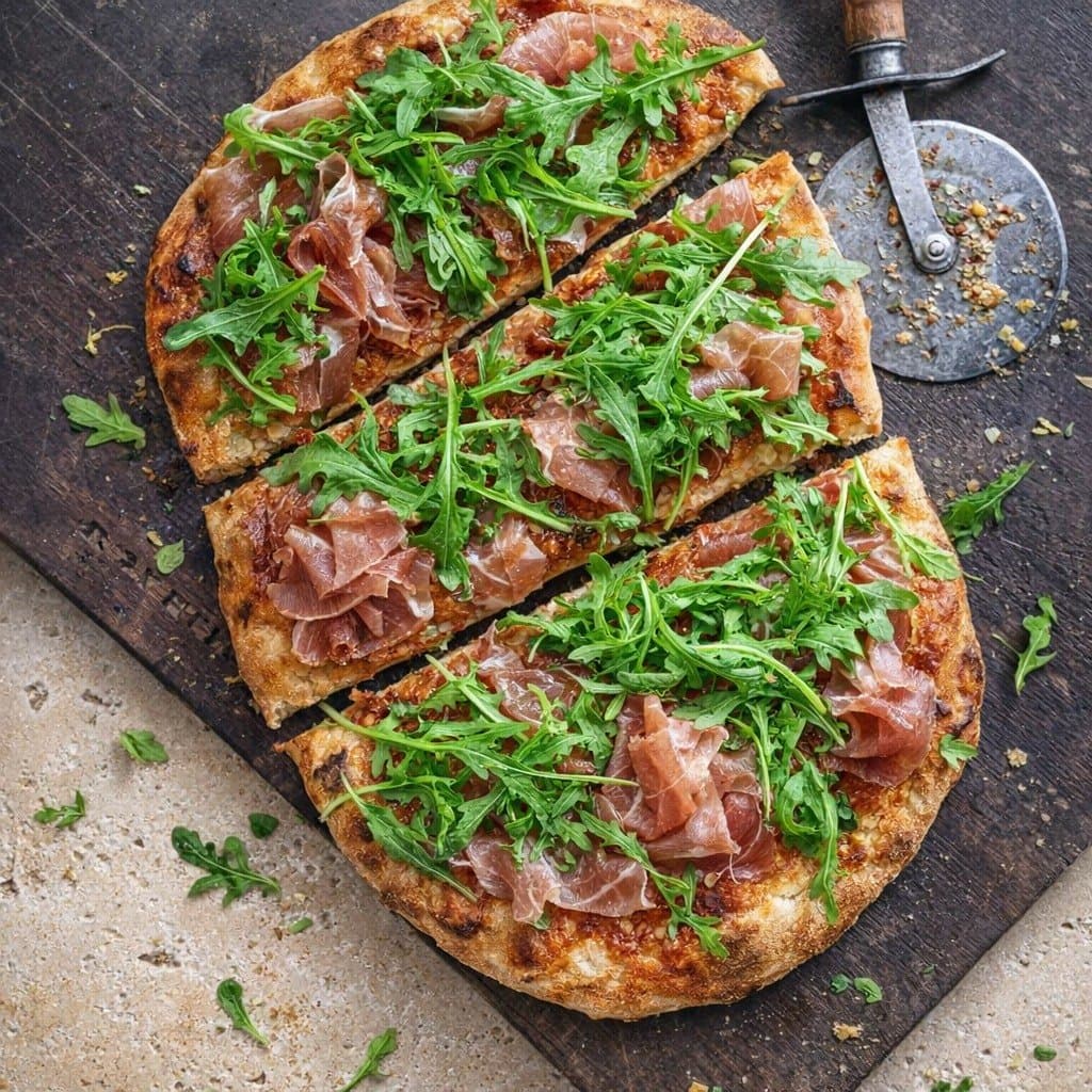 Pinsa Prosciutto & Roquette – Équilibre entre Fraîcheur et Croustillant