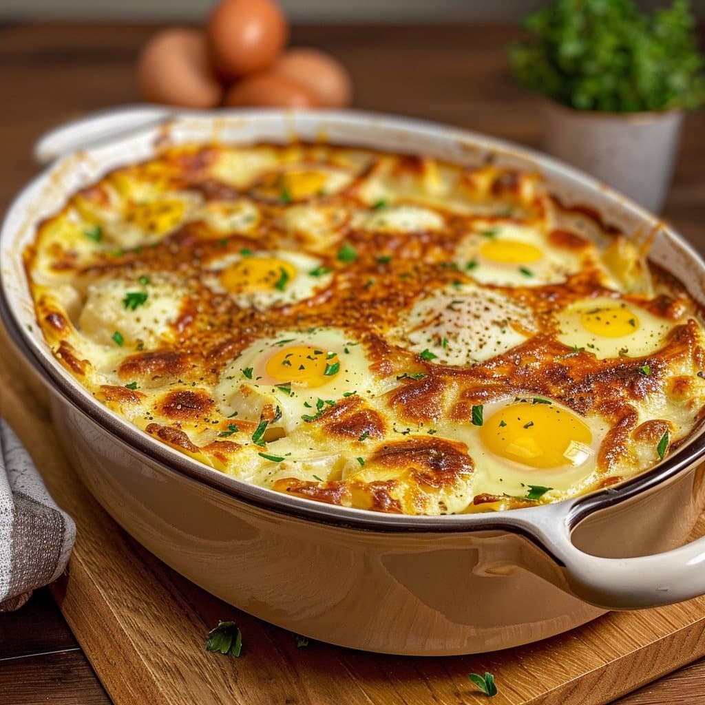 Recette Gratin d’œufs au fromage (façon familiale)