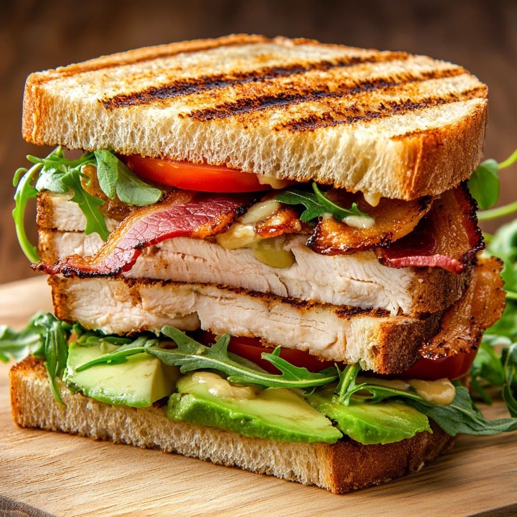 Recette de Chicken, Bacon and Avocado Club Sandwich