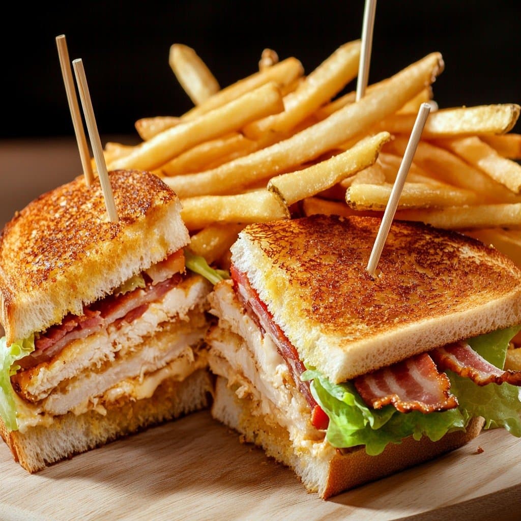 Recette de Club sandwich croustillant au poulet et bacon
