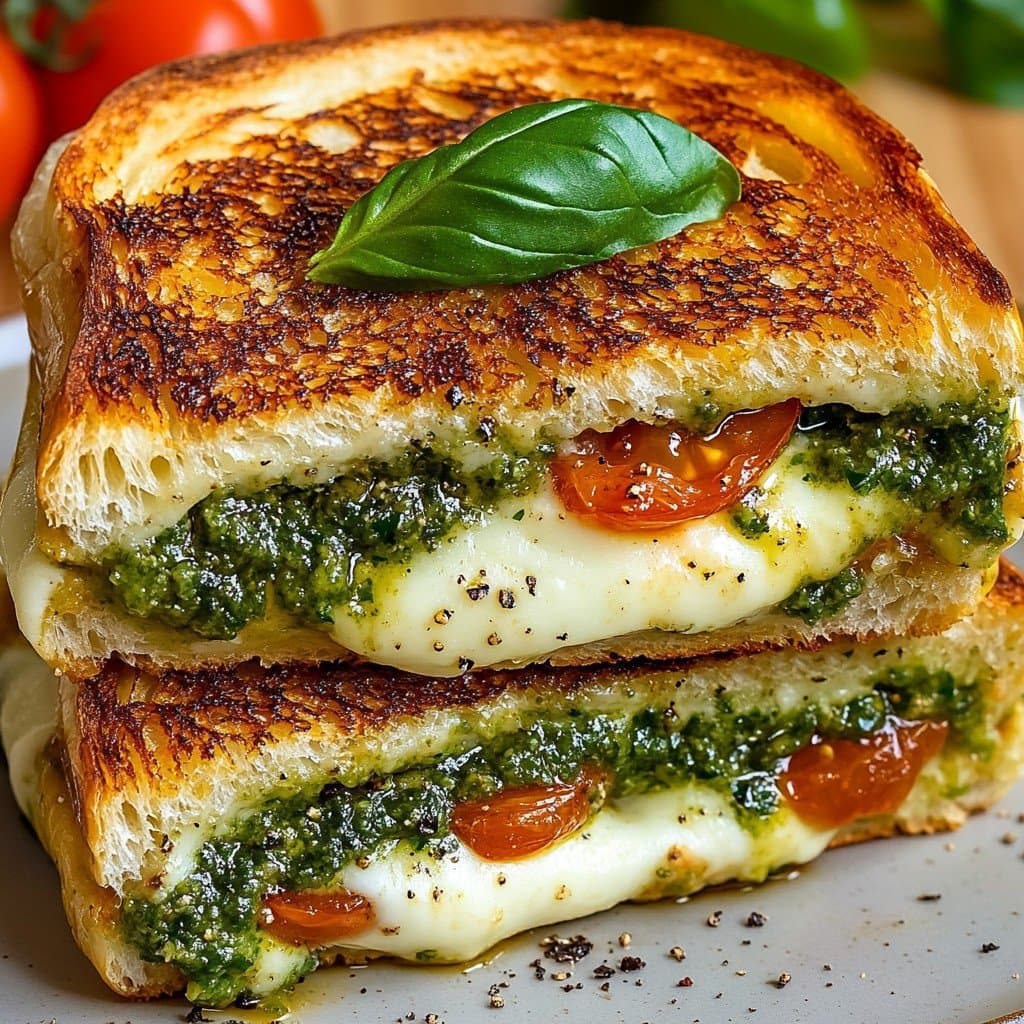 Recette de Pesto Mozzarella Grilled Sandwich: Italian Freshness