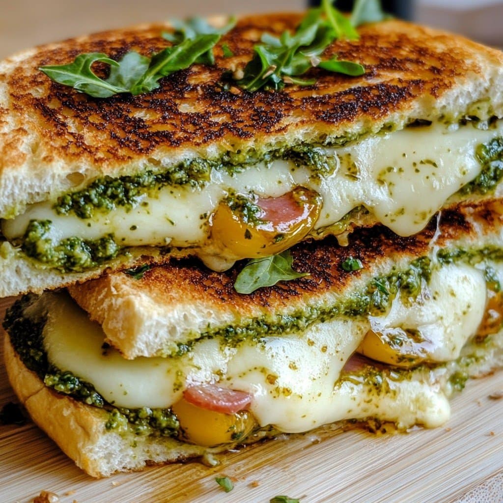 Recette de Sándwich de Pesto, Mozzarella y Tomates Confitados