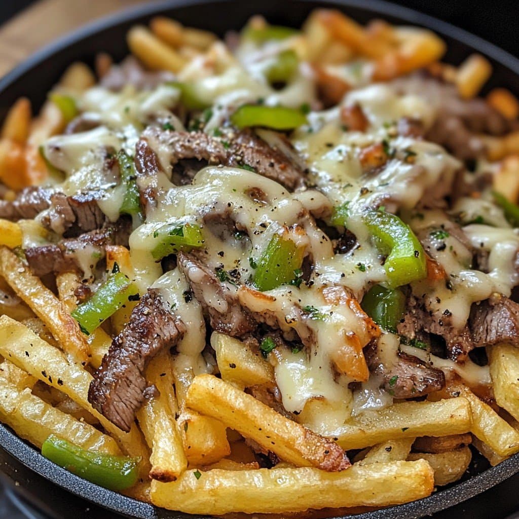 Patatas Fritas con Queso y Bistec Philly