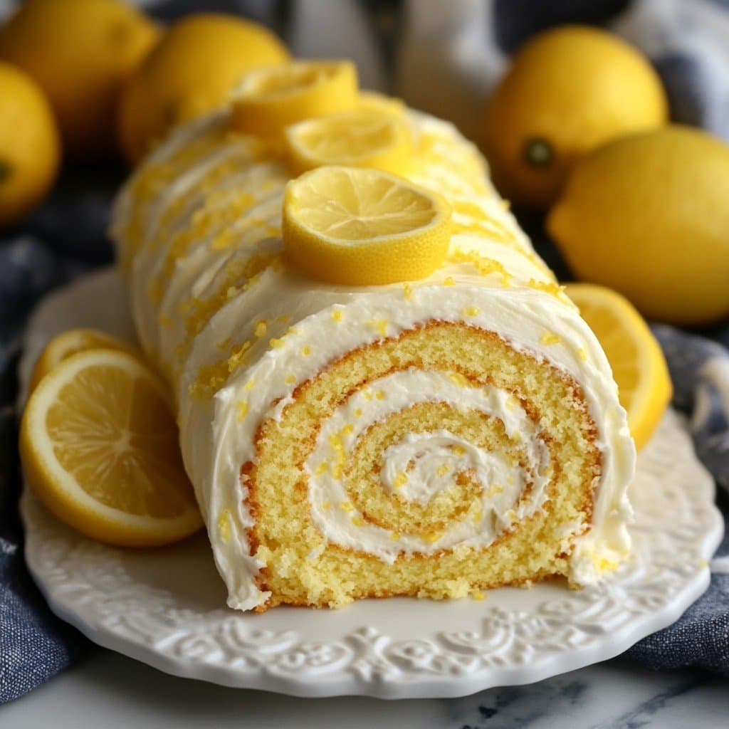 Recette de Pastel en rollo de limón con glaseado cremoso