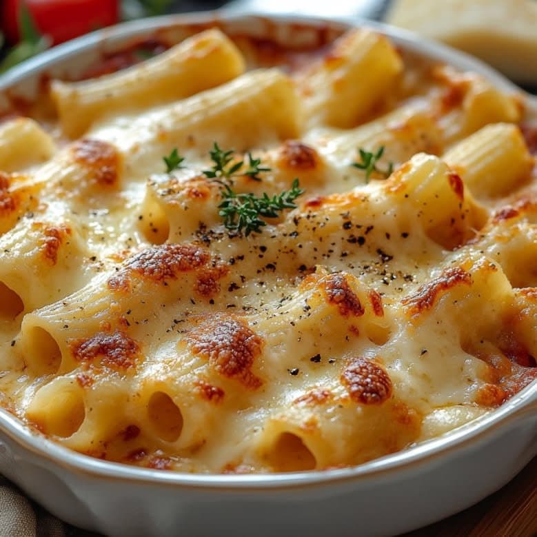 Rigatoni Gratin with Mozzarella & Golden Breadcrumbs