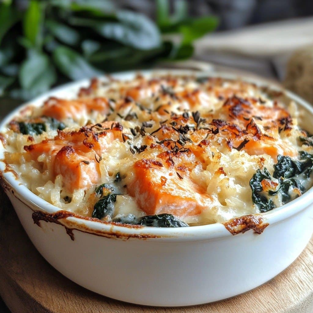 Enjoy your meal! - Salmon and Spinach Rice Gratin
