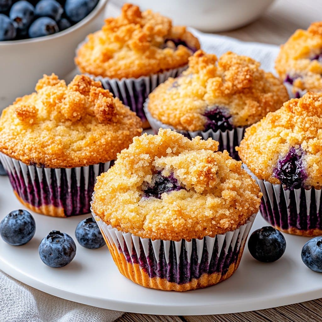 Muffins Moelleux aux Myrtilles & Crumble Doré
