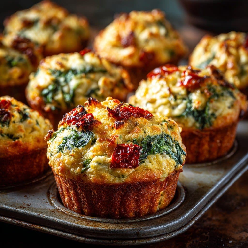 Enjoy your meal! - Savory Spinach, Sun-Dried Tomato & Mont d'Or Muffins