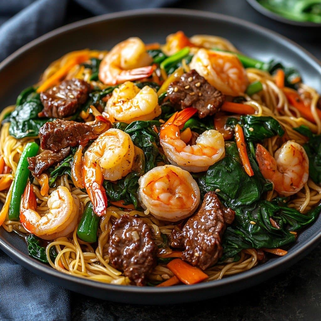 Recette de Fideos Salteados con Gambas y Res