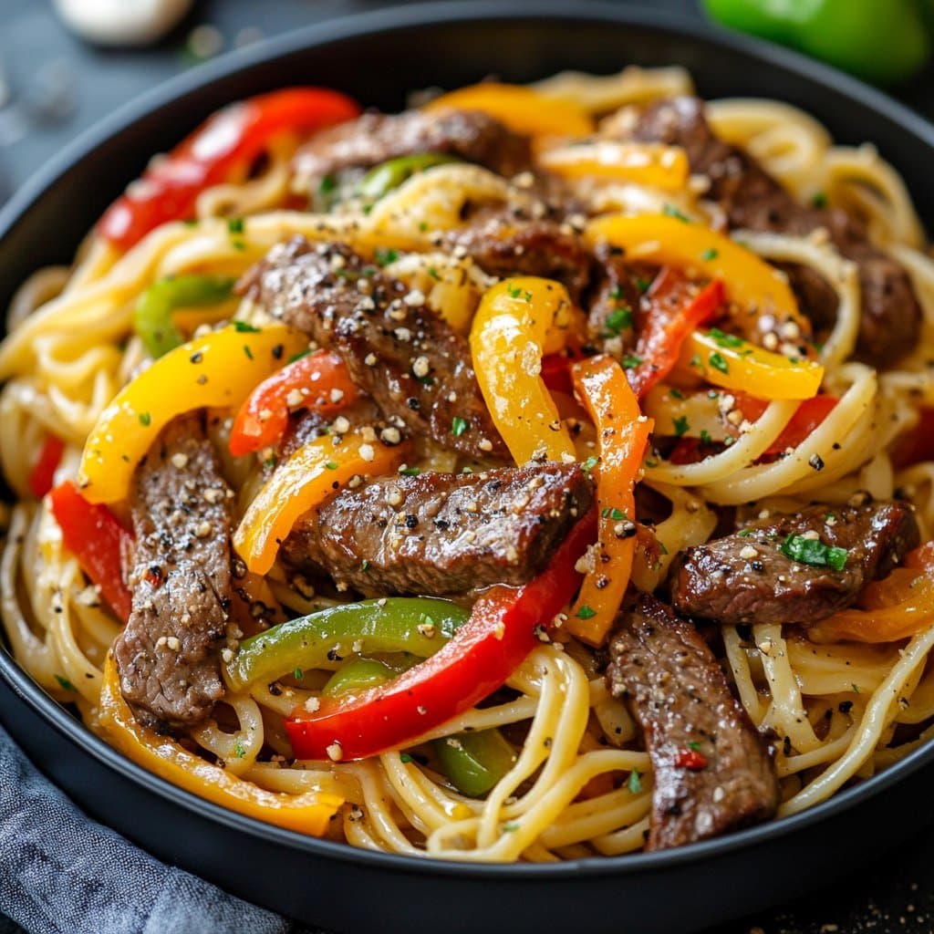 Steak and Sizzling Pepper Pasta
