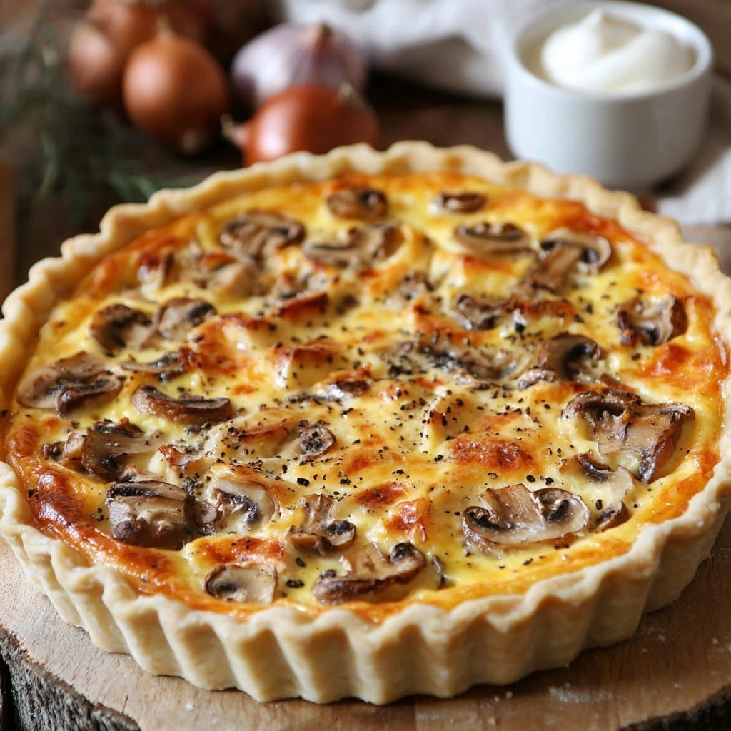 Quiche au Poulet, Champignons et Fromage