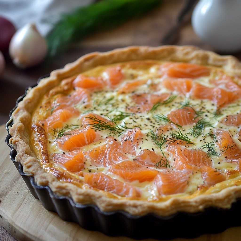 Recette de Salmon and Boursin Quiche