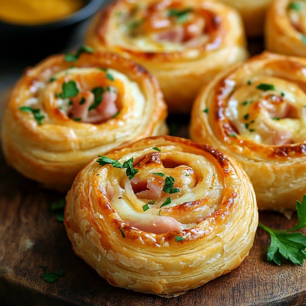 Puff Pastry Ham and Cheese Rolls