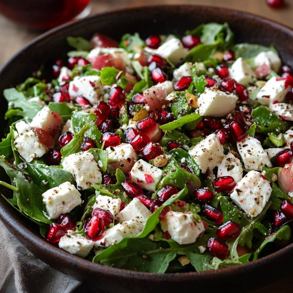 Recette de Ensalada fresca de granada y queso feta
