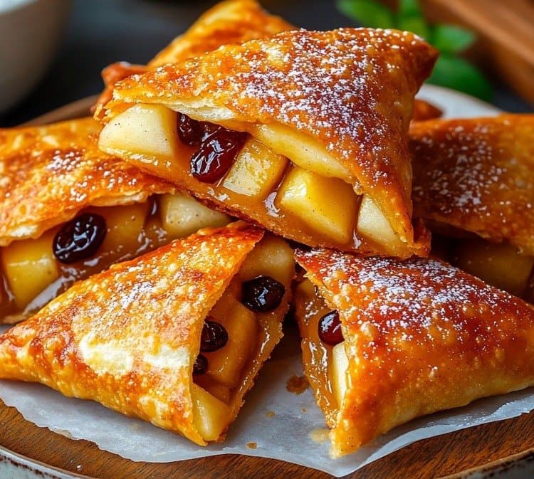 Enjoy your meal! - Apple & Raisin Samosas with Cinnamon-Vanilla and Brown Sugar