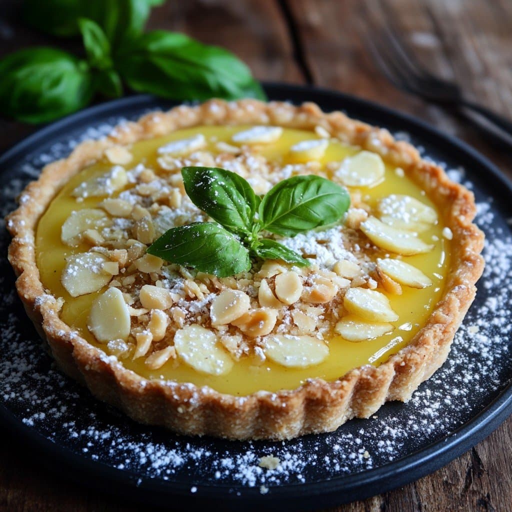 Recette de Tartelette Citron-Basilic aux Amandes