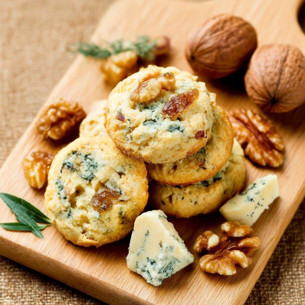 Biscuits Salés au Roquefort et Éclats de Noix