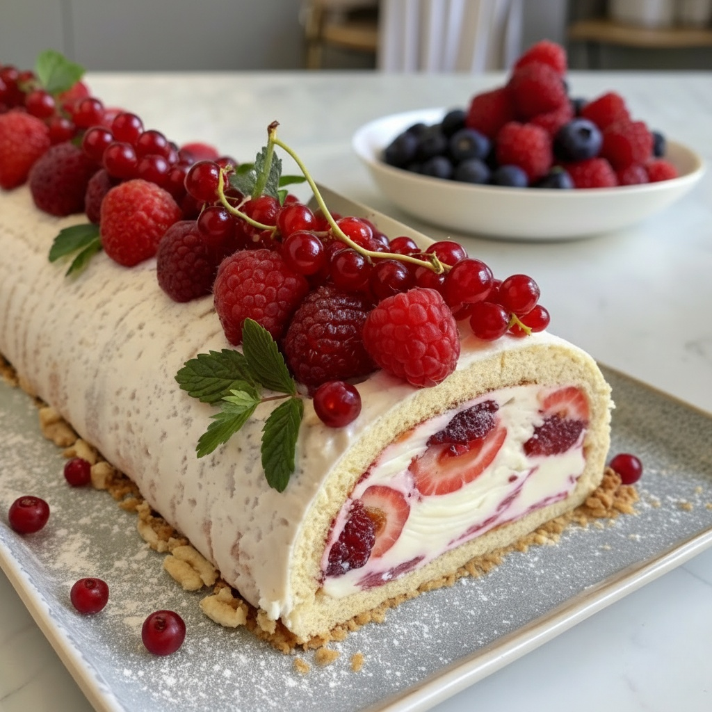 Recette de Red Berry & Mascarpone Ice Cream Log