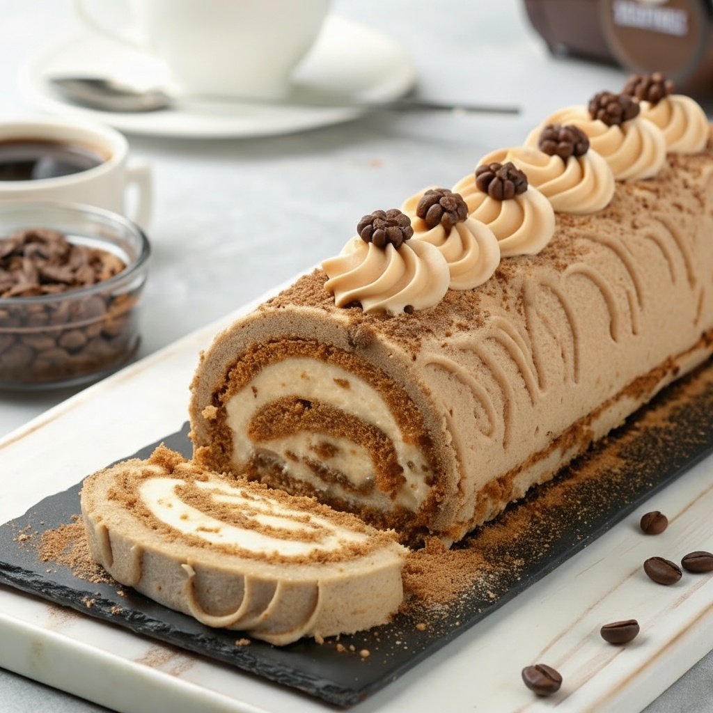 Speculoos & Coffee Ice Cream Log