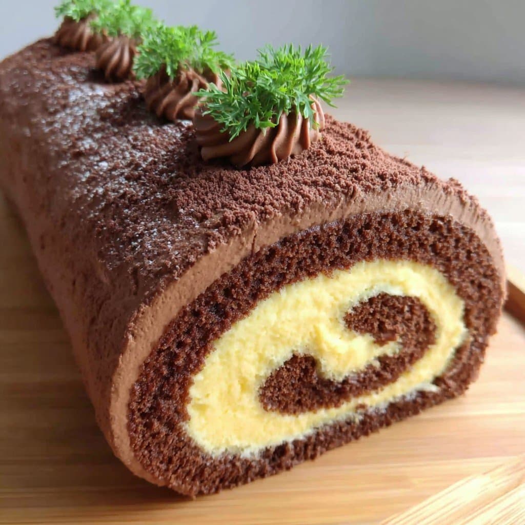 Chocolate Black Genoise Roll with Coffee Ganache