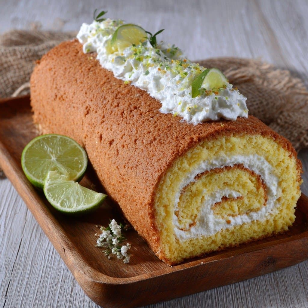 Lime and Fresh Cream Cheese Roll Cake