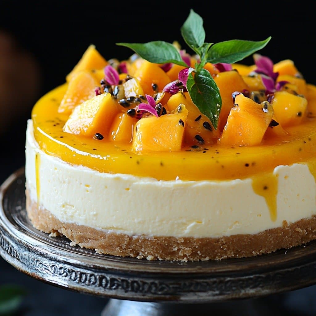 Mango and Passion Fruit Cheesecake