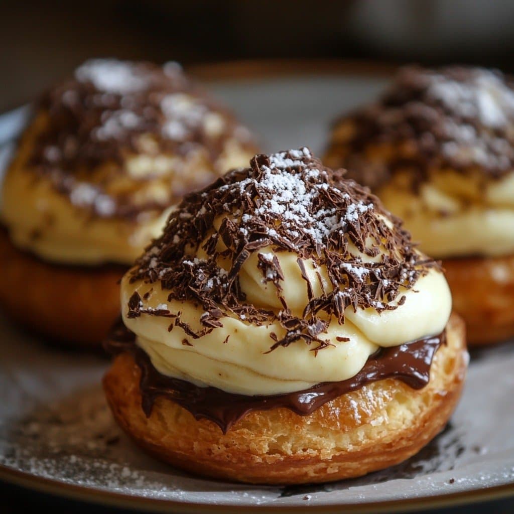 Choux Fourrés Crème Anglaise & Nappés de Chocolat