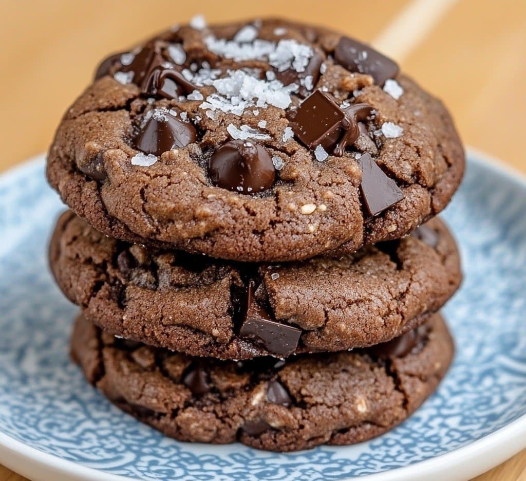 Dark Chocolate Melt-in-the-Middle Cookies with Sea Salt