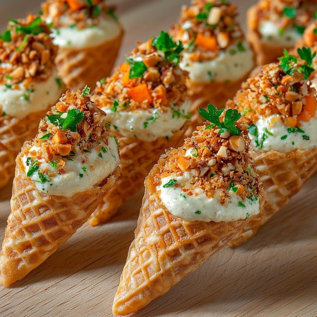 Recette de Conos Salados de Queso Fresco, Zanahoria y Trozos de Nuez