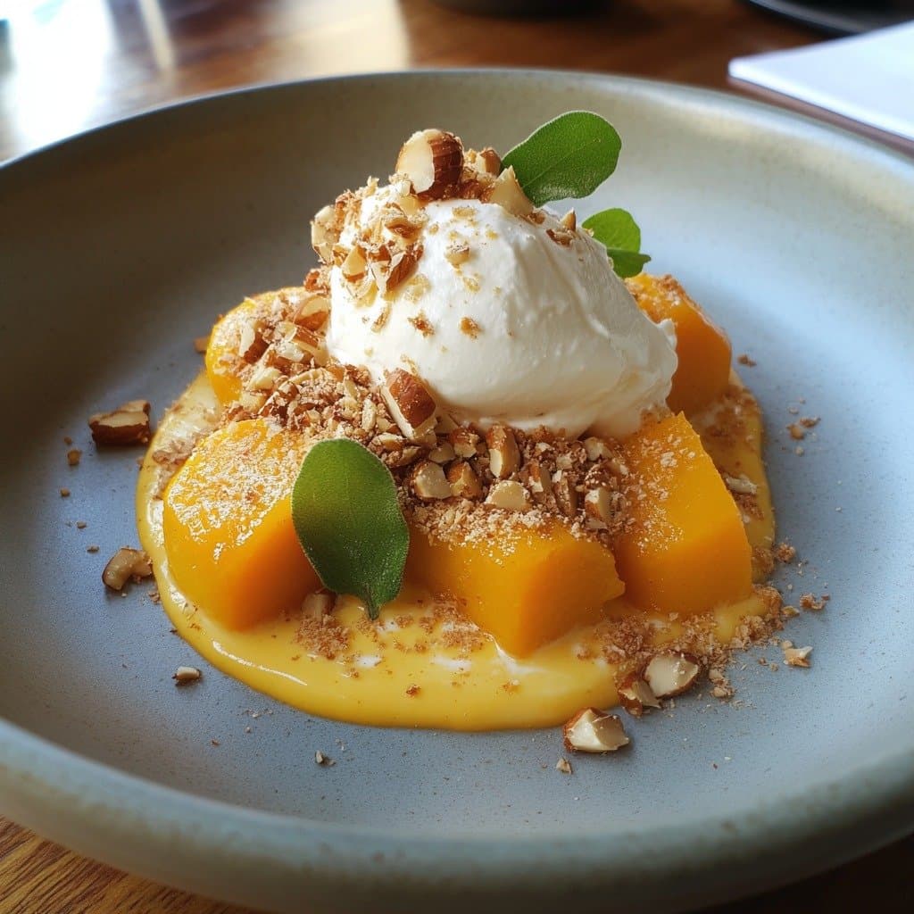 Crème de Potimarron, Éclats de Noisettes & Crème Fouettée Salée