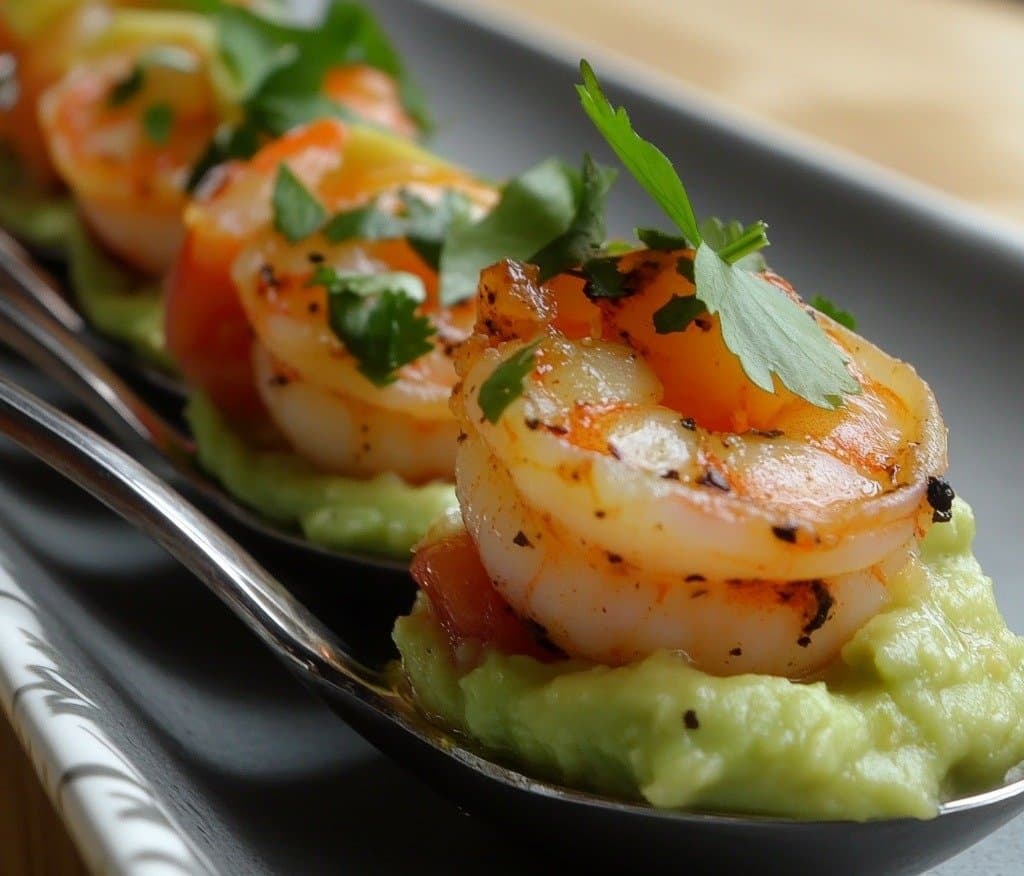 Cuillères Crémeuses Avocat & Crevettes