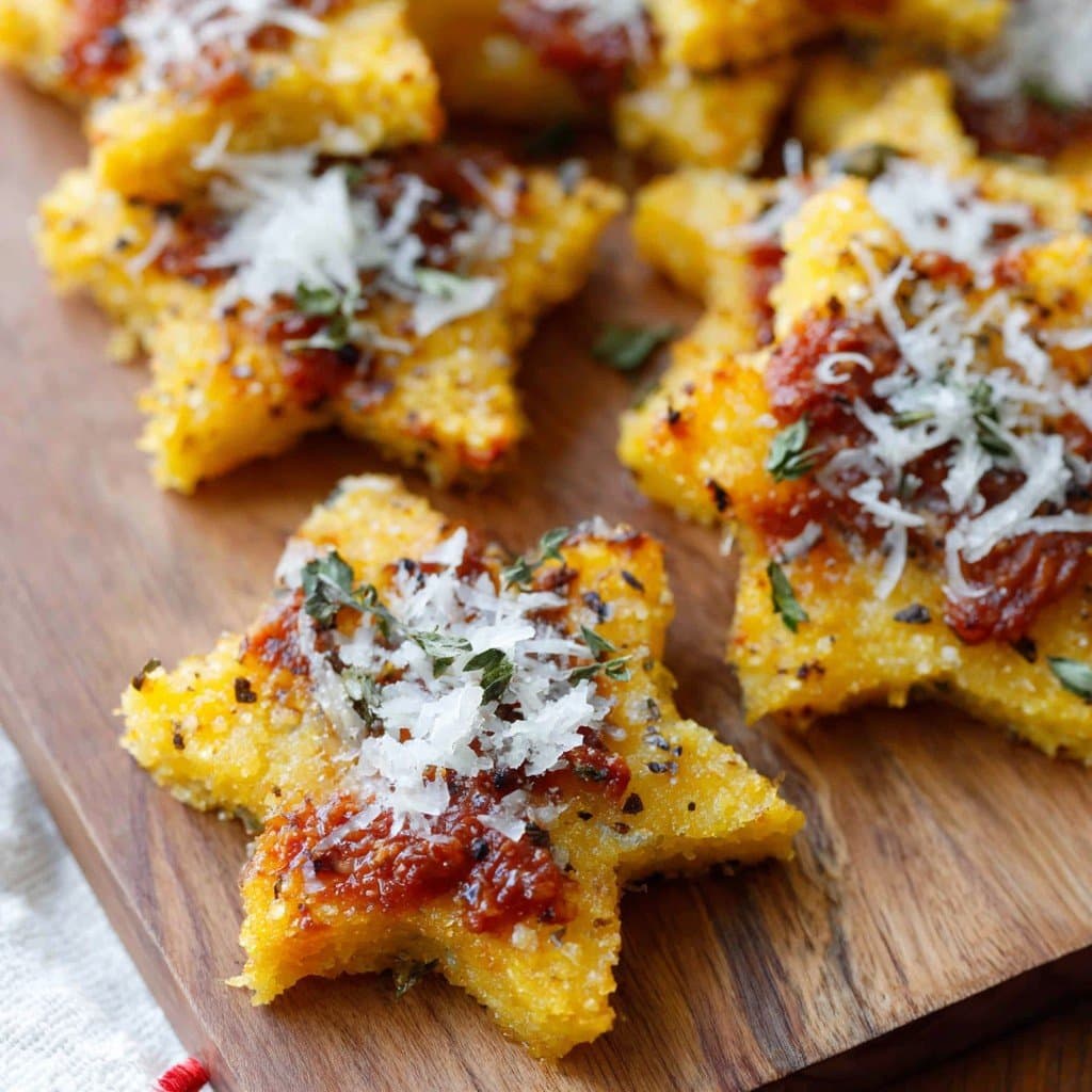 Recette de Parmesan Polenta Stars with Sun-Dried Tomatoes – Christmas Appetizer