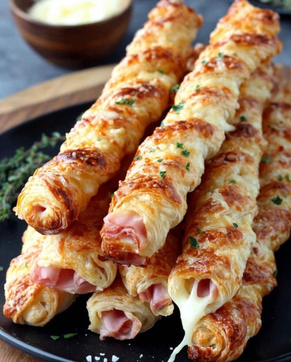 Recette de Twisted Ham and Cheese Pastry Twists