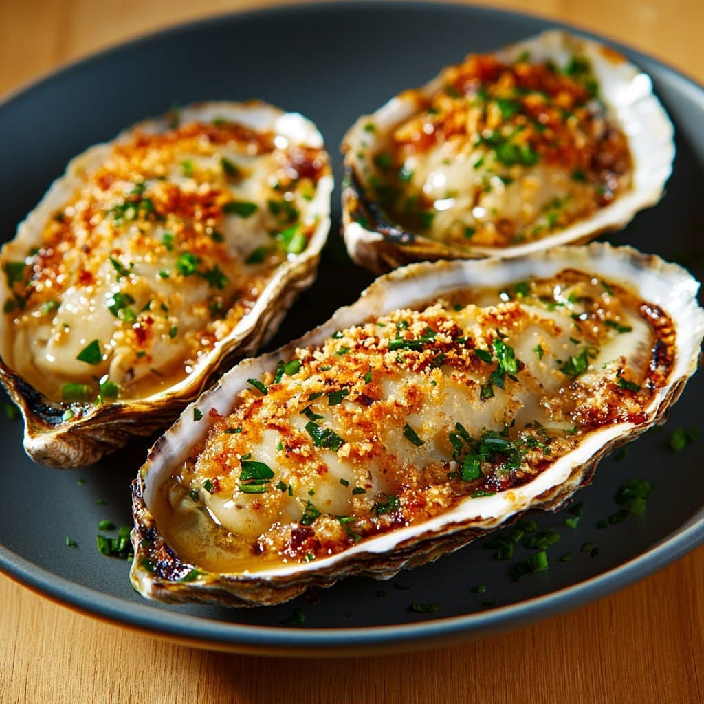 Gratinated Oysters with Butter, Breadcrumbs & Parsley