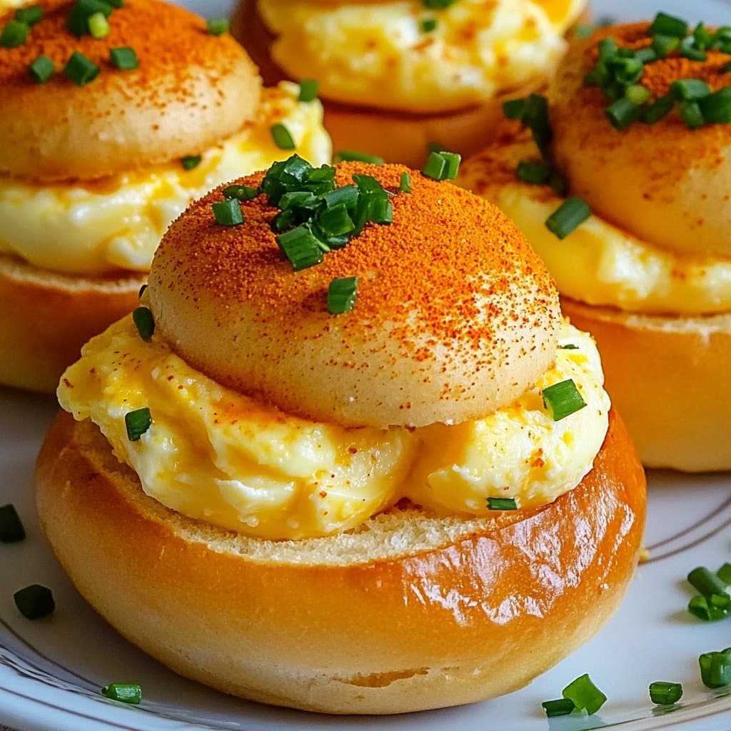 Mini Buns Briochés aux Œufs Mimosa à la Ciboulette