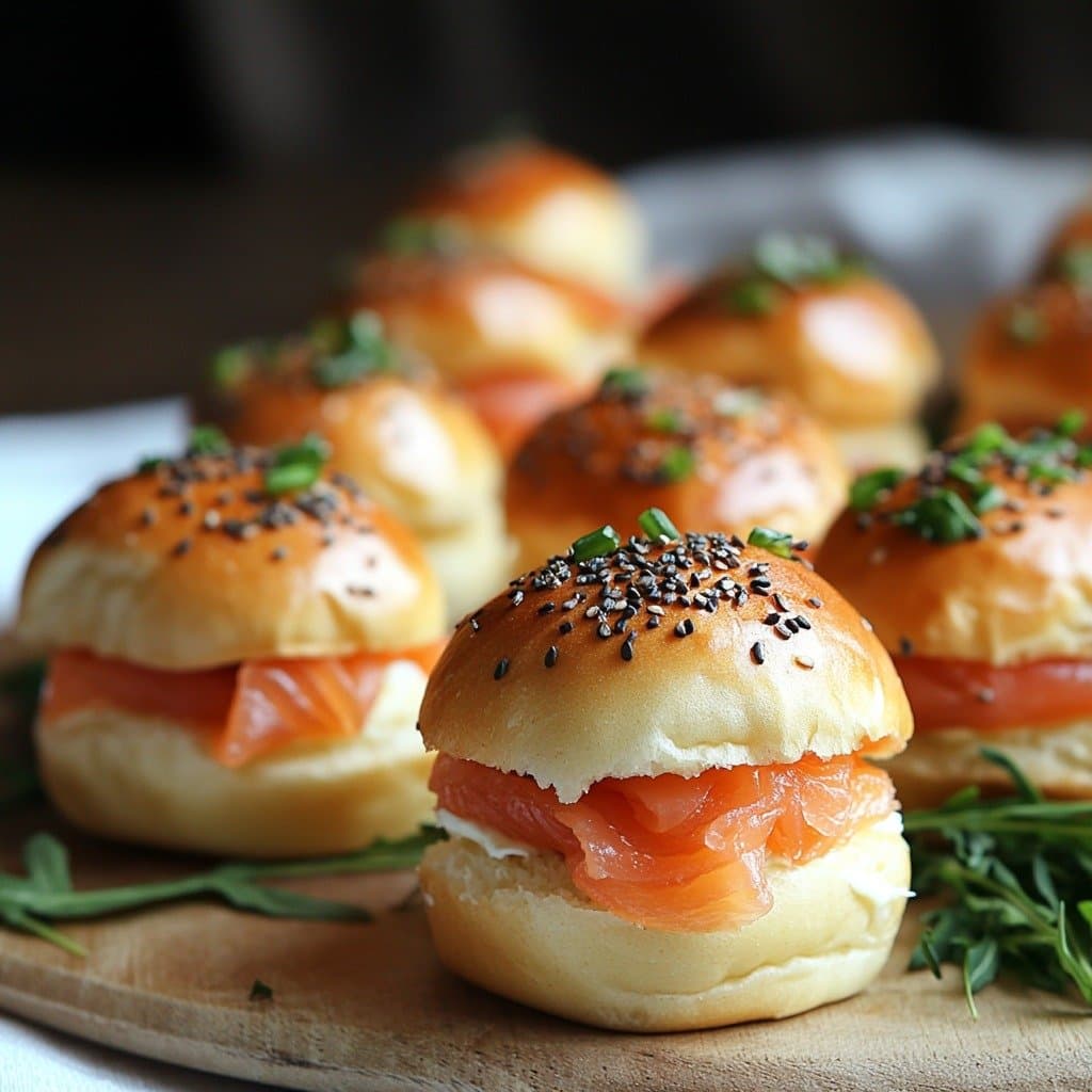 Mini Buns Rellenos de Salmón Ahumado y Crema de Limón