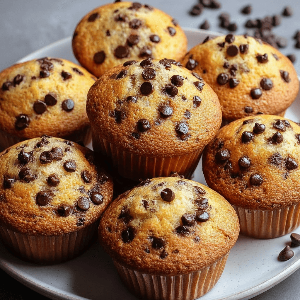 Muffins de Chispas de Chocolate Húmedos y Fundentes