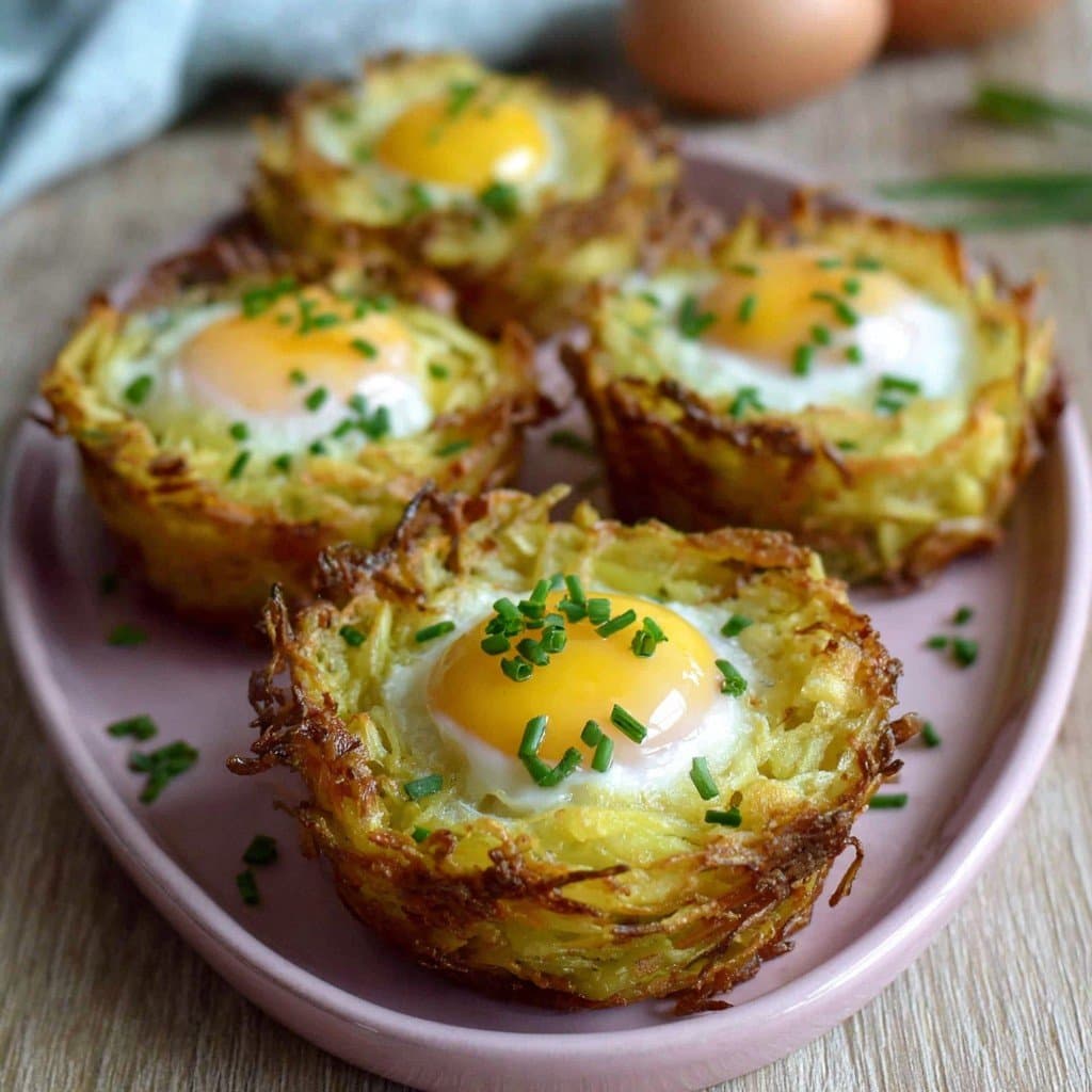 Nids de Pommes de Terre Croustillants aux Œufs Coulants