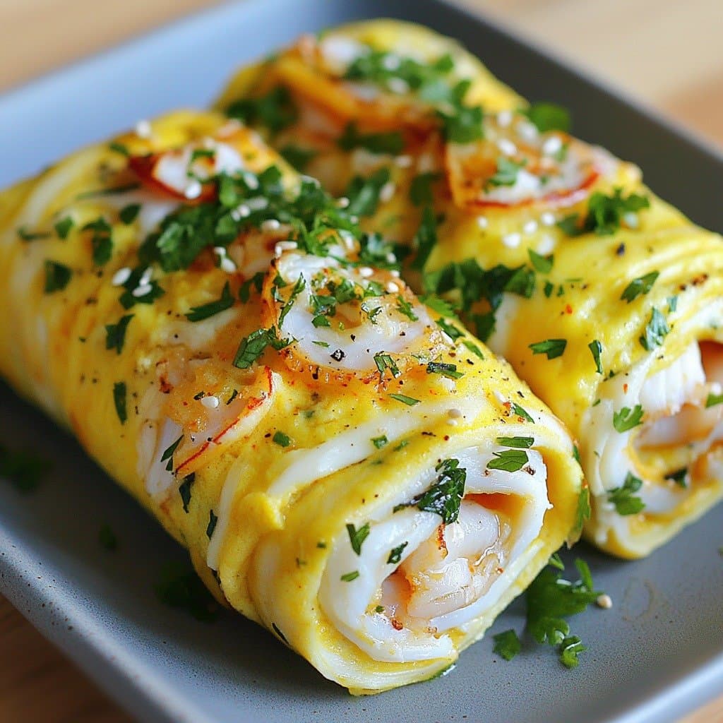 Recette de Tortilla Enrollada de Cangrejo, Perejil y Sésamo