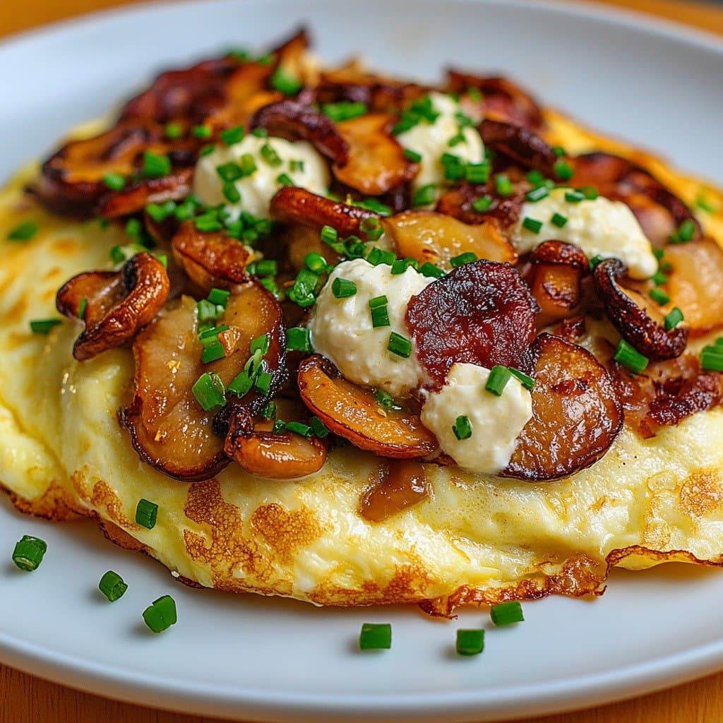 Tortilla Souflé de Champiñones, Ricotta y Cebollino