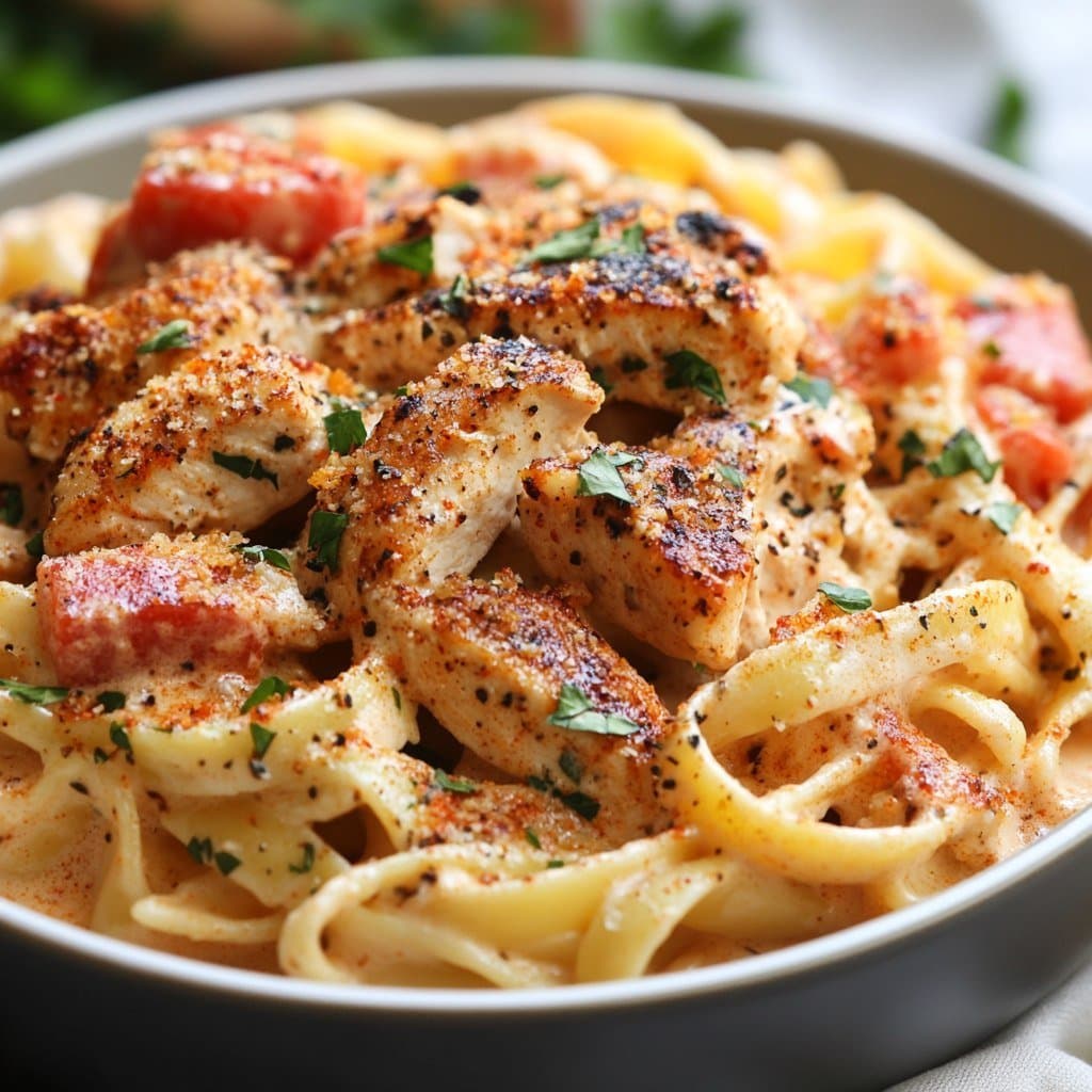 Pâtes Crémeuses au Poulet Cajun Simple & Facile
