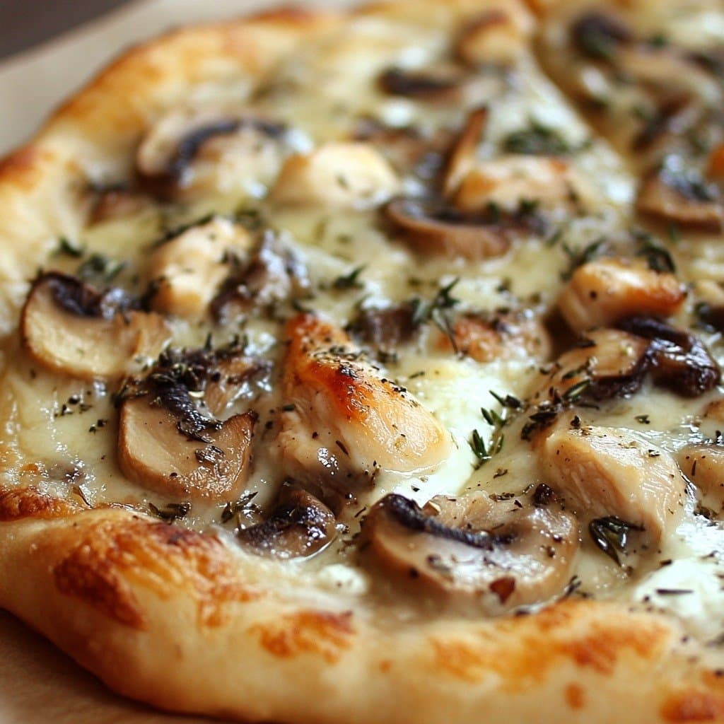 Chicken, Mushroom and Cream Pizza