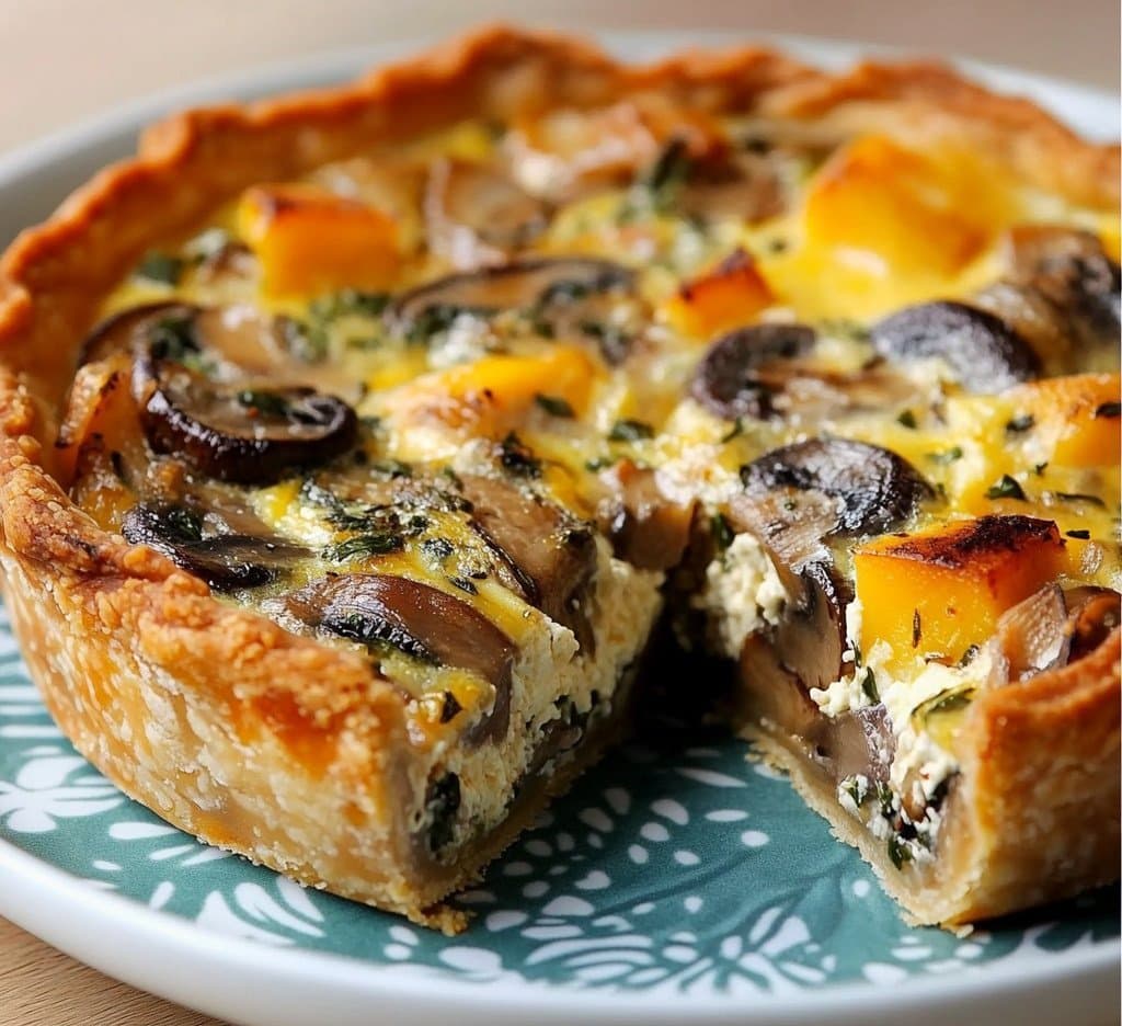 Recette de Quiche de Atún, Champiñones y Crema de Ajo y Finas Hierbas