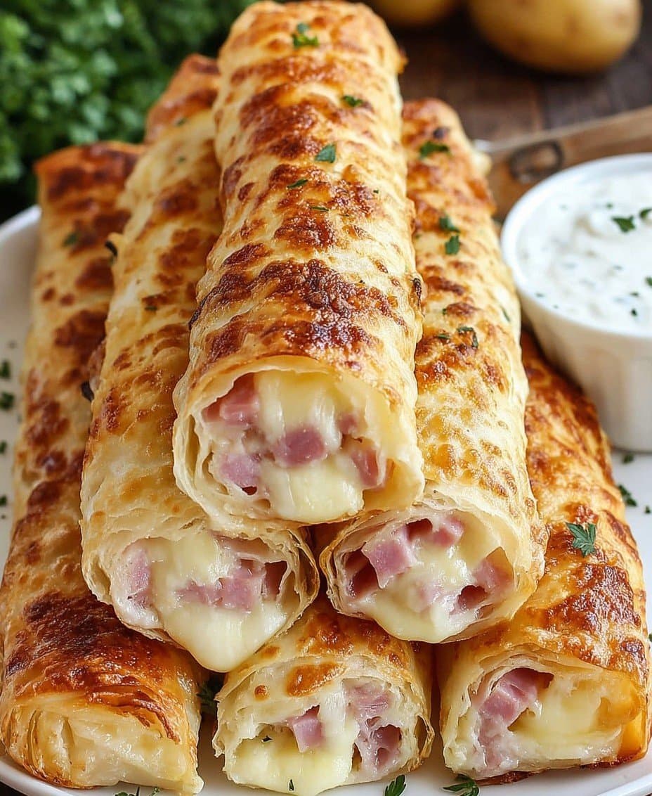 Recette de Rollitos Crujientes de Hojaldre con Jamón y Queso