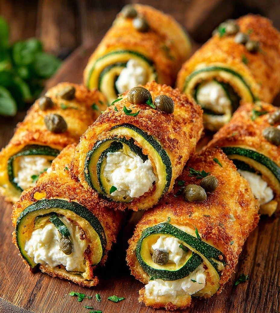 Recette de Roulés de Courgette Croustillants au Fromage Frais