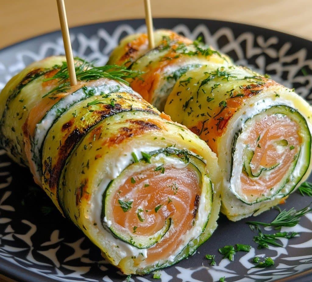 Recette de Roulés de Courgettes au Fromage Frais et Saumon