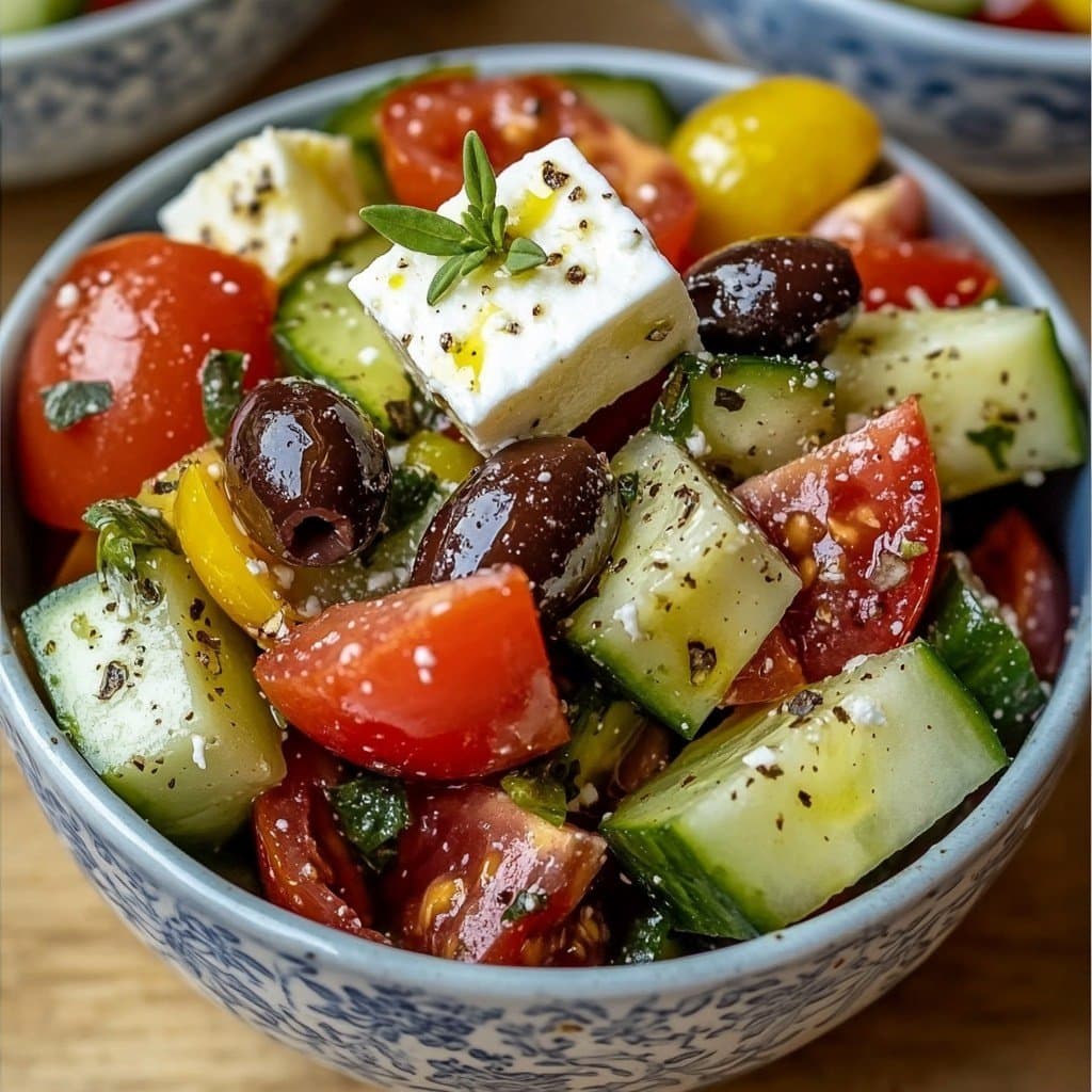 Colorful Greek Salad in Mini Bowls