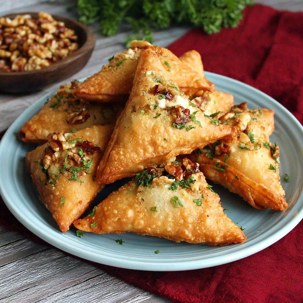 Christmas Samosas with Goat Cheese, Honey & Walnuts