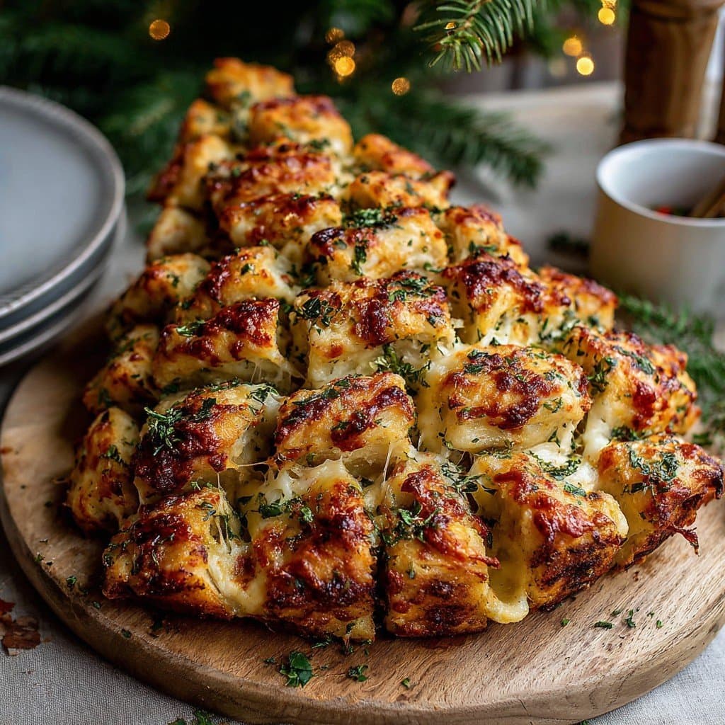 Árbol Navideño de Hojaldre con Queso y Hierbas
